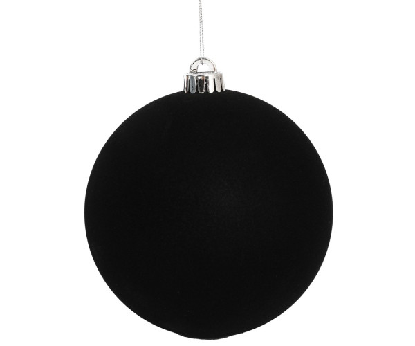 Μάυρη Βελουτέ Πλαστική Χριστουγεννιάτικη Μπάλα 15cm