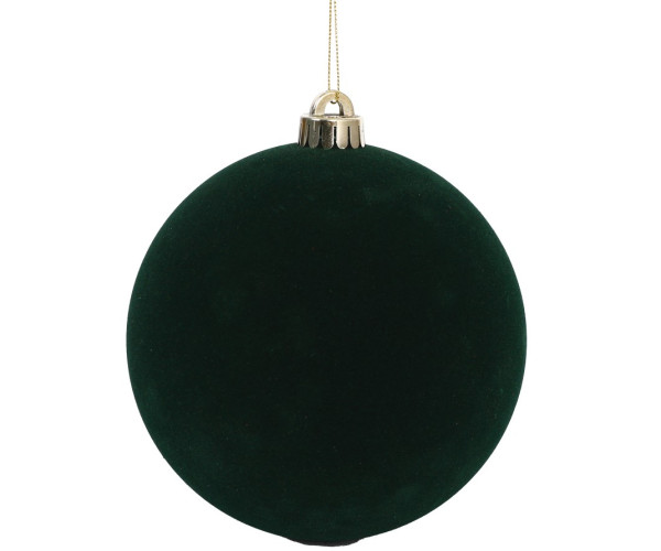 Πράσινη Βελουτέ Πλαστική Χριστουγεννιάτικη Μπάλα 8cm,Σέτ/6 Τεμαχίων