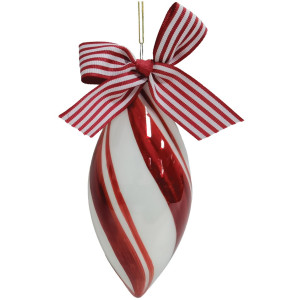 Κόκκινη Γυάλινη Χριστουγεννιάτικη Μπάλα 6x12,5cm ,Σέτ/6 Τεμαχίων 
