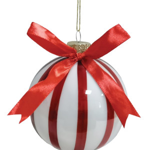 Κόκκινη Γυάλινη Χριστουγεννιάτικη Μπάλα 10cm ,Σέτ/4 Τεμαχίων