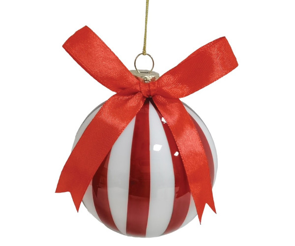 Κόκκινη Γυάλινη Χριστουγεννιάτικη Μπάλα 8cm ,Σέτ/6 Τεμαχίων