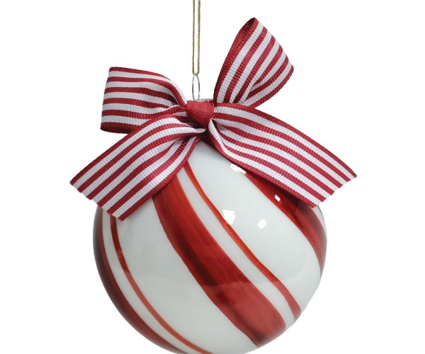 Κόκκινη Γυάλινη Χριστουγεννιάτικη Μπάλα 10cm ,Σέτ/4 Τεμαχίων