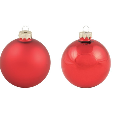 Κόκκινη Γυάλινη Χριστουγεννιάτικη Μπάλα Μάτ Και Γυαλιστερή 10cm , Σέτ/4 Τεμαχίων 