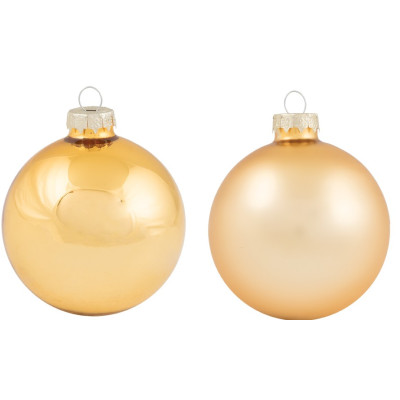 Χρυσή Γυάλινη Χριστουγεννιάτικη Μπάλα Μάτ Και Γυαλιστερή 10cm , Σέτ/4 Τεμαχίων