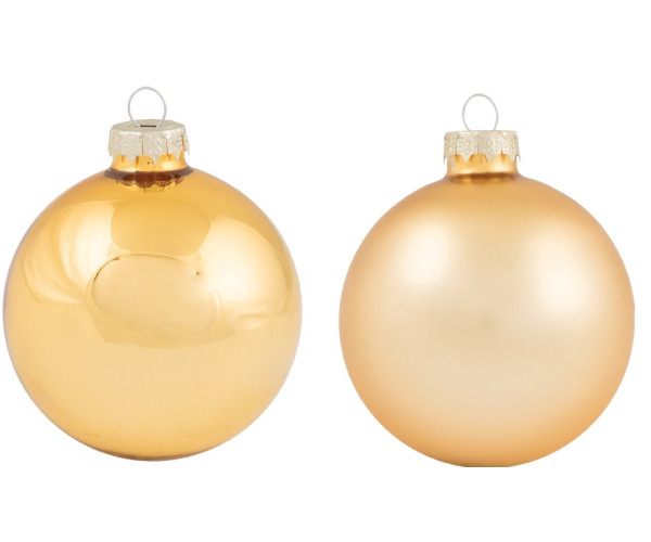 Χρυσή Γυάλινη Χριστουγεννιάτικη Μπάλα Μάτ Και Γυαλιστερή 10cm , Σέτ/4 Τεμαχίων