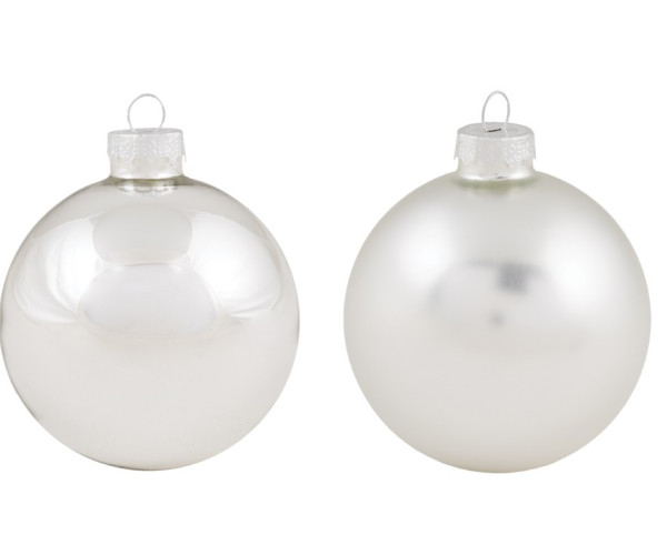 Ασημί Γυάλινη Χριστουγεννιάτικη Μπάλα Μάτ Και Γυαλιστερή 10cm , Σέτ/4 Τεμαχίων