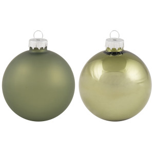 Πράσινη Γυάλινη Χριστουγεννιάτικη Μπάλα Μάτ Και Γυαλιστερή 8cm , Σέτ/6 Τεμαχίων