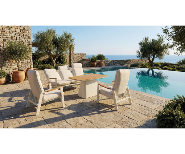 Καθιστικό Κήπου Σέτ 4 Τεμαχίων Με Αλουμίνιο Σκελετό Και Teak Ξύλο