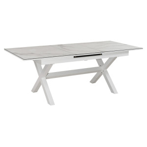 Επεκτεινόμενο Τραπέζι Αλουμινίου Με Αυτόματο Μηχανισμό Κε Κεραμικό Τζάμι 160/210 x 90 x 76(h)cm