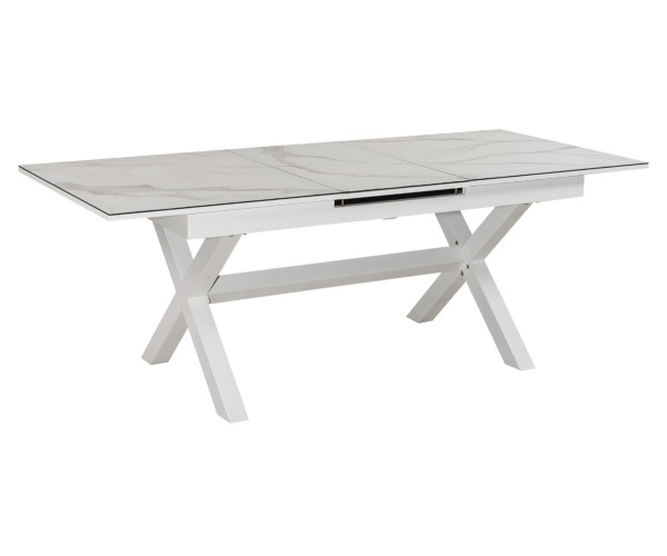 Επεκτεινόμενο Τραπέζι Αλουμινίου Με Αυτόματο Μηχανισμό Κε Κεραμικό Τζάμι 160/210 x 90 x 76(h)cm