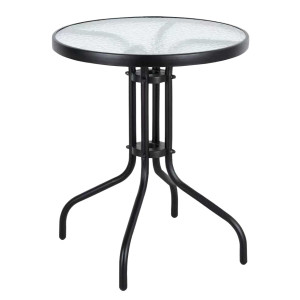  Στρογγυλό Μεταλλικό Τραπέζι Με Τζάμι 60 x 70(h)cm