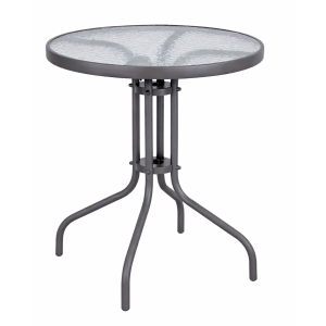Στρογγυλό Μεταλλικό Τραπέζι Με Τζάμι 60 x 70(h)cm