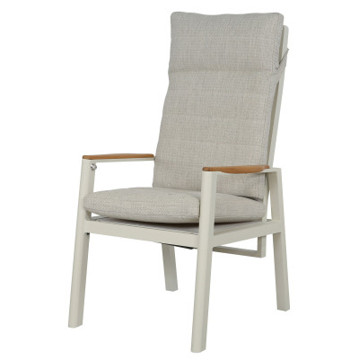 Πολυθρόνα Αλουμινίου Με Ξύλο Teak Στα Μπράτσα Και Μηχανισμό Αναδίπλωσης Στην Πλάτη Με Μαξιλάρι