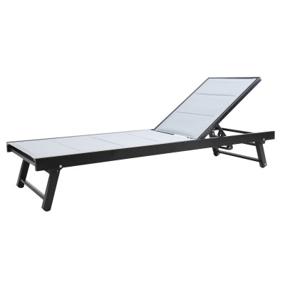 Γκρί Ανακλινόμενη Ξαπλώστρα 5 Θέσεων Με Αλουμίνιο Σκελετό Και Διάτρητο Ύφασμα 2 x 1 , Με Ρόδες