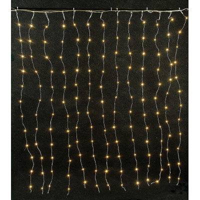 300Led Copper Σταθερή Κουρτίνα Με Χρυσό Καλώδιο Και Θερμό Φωτισμό Με Μετασχηματιστή ip44 ,200 x 300(H) cm , (Klevin: 2.500 - 3.000)