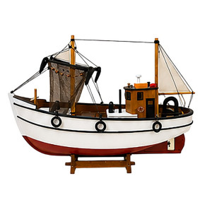 Ξύλινο Παραδοσιακό Καράβι 45 x 13,5 x 34(h)cm,Χρώμα Λευκό - Κόκκινο