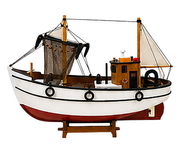 Ξύλινο Παραδοσιακό Καράβι 45 x 13,5 x 34(h)cm,Χρώμα Λευκό - Κόκκινο