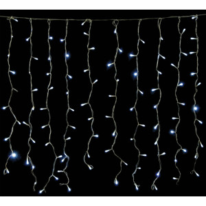 240Led Συμμετρική Κουρτίνα Για Εσωτερική Χρήση Με 8 Προγράμματα 200 x 100(h)cm,Διάφανο Καλώδιο/Λευκό Λαμπάκι (Kelvin: 6.000 - 10.000)