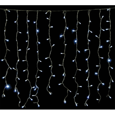 240Led Συμμετρική Κουρτίνα Για Εσωτερική Χρήση Με 8 Προγράμματα 200 x 100(h)cm,Διάφανο Καλώδιο/Λευκό Λαμπάκι (Kelvin: 6.000 - 10.000)