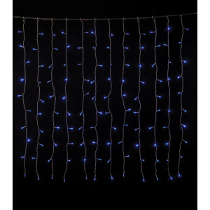 240Led Συμμετρική Κουρτίνα Για Εσωτερική Χρήση Με 8 Προγράμματα 200 x 100(h)cm,Διάφανο Καλώδιο/Μπλέ Λαμπάκι