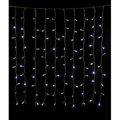 200Led 60Flash Συμμετρική Κουρτίνα Για Εσωτερική Χρήση Με Επέκταση 200 x 100(h)cm ,Με Διάφανο Καλώδιο/Λευκό Λαμπάκι (Kelvin: 6.000 - 10.000)