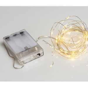 20Led Λαμπάκια Copper Μπαταρίας Με Ασημί Καλώδιο Και Θερμό Φωτισμό (10cm Απόσταση) 2 Μέτρα (Kelvin: 2.500 - 3.000)