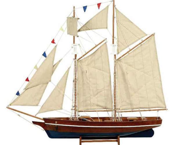 Ξύλινο Παραδοσιακό Καράβι ,Χρώμα Καφέ - Μπλέ 90 x 17 x 82(h)cm