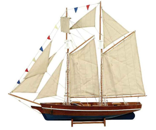 Ξύλινο Παραδοσιακό Καράβι, Χρώμα Καφέ - Μπλέ 120 x 19 x 110(h)cm