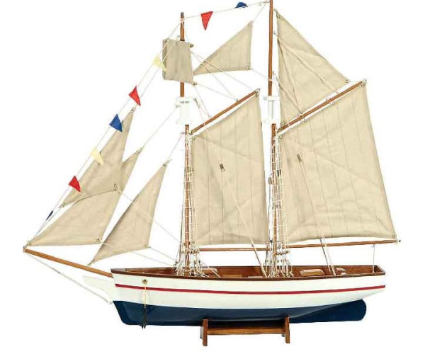 Ξύλινο Παραδοσιακό Καράβι, Χρώμα Λευκό - Μπλέ 120 x 19 x 110(h)cm