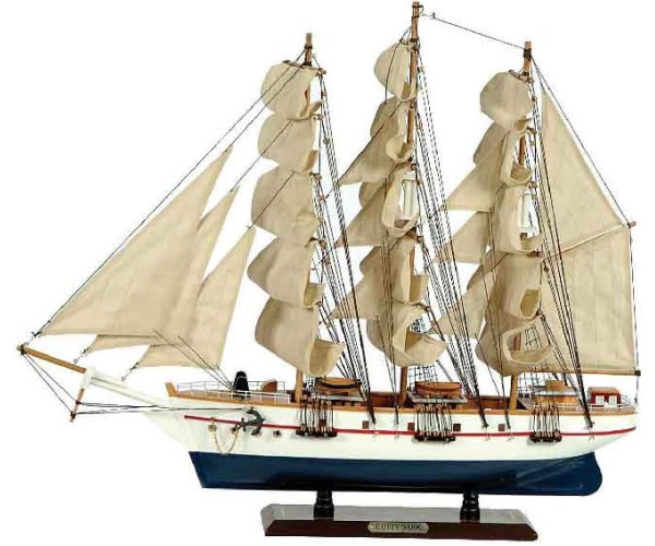 Ξύλινο Παραδοσιακό Καράβι 120 x 19 x 97 (H) cm, Χρώμα Λευκό-Μπλέ