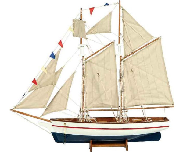 Ξύλινο Παραδοσιακό Καράβι  ,Χρώμα Λευκό - Μπλέ 150 x 23 x 136(h)cm