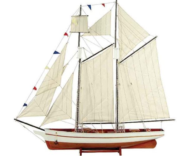 Ξύλινο Παραδοσιακό Καράβι  ,Χρώμα Λευκό - Καφέ 150 x 23 x 136(h)cm