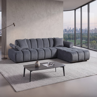 Καναπές Bubble σε γκρι ύφασμα (αριστερή γωνία) 273 x 195 x 80