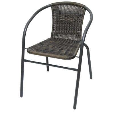 Velco ΚΑΡΕΚΛΑ ΜΕΤΑΛΛΙΚΗ ΑΝΘΡΑΚΙ ME ΓΚΡΙ 2 ΤΟΝΩΝ WICKER ΜΕ ΜΠΡΑΤΣΑ- ΔΙΑΣΤΑΣΕΙΣ: W53xD60xH42/72cm