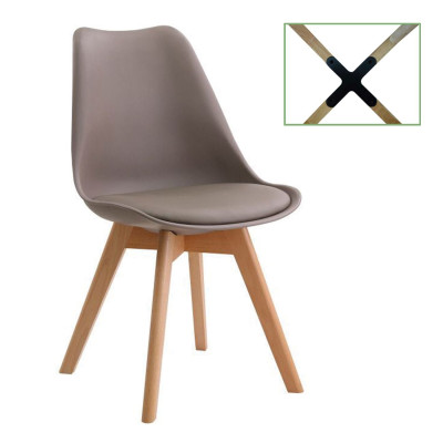 MARTIN Καρέκλα Metal Cross, Ξύλο PP Sand Beige, Μονταρισμένη Ταπετσαρία (ΣΕΤ 4 τεμ)