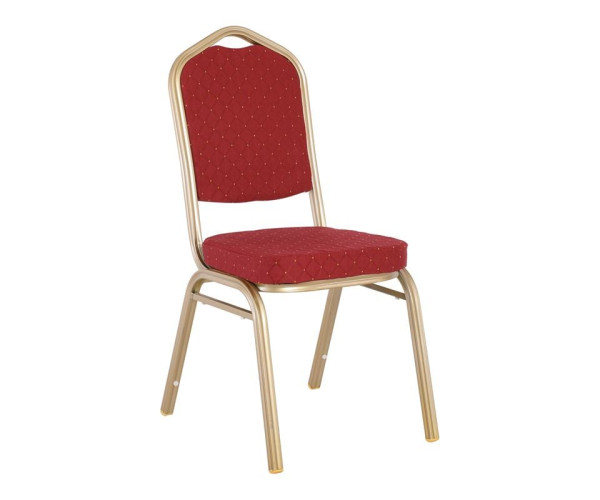 HILTON Καρέκλα Μέταλλο Βαφή Light Gold, Ύφασμα Κόκκινο