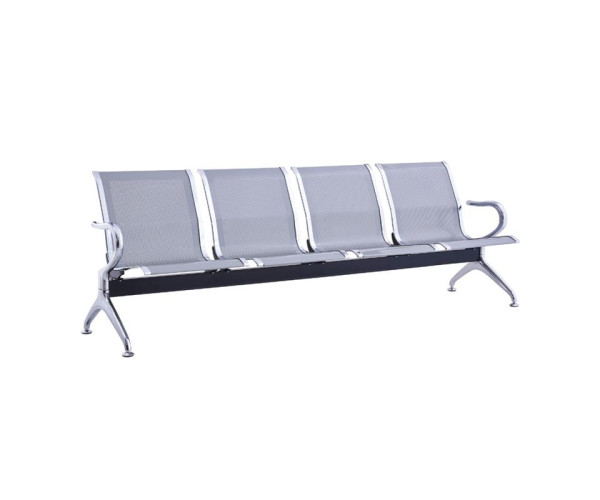 Κάθισμα Αναμονής - Υποδοχής 4 Θέσεων, Μέταλλο Χρώμιο Mesh Γκρι