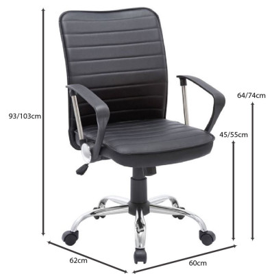 BF3450 Πολυθρόνα Γραφείου Μέταλλο Βάση Χρώμιο, Pvc Μαύρο