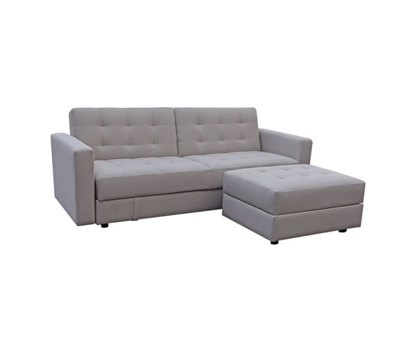 JACKSON Καναπές - Κρεβάτι και Σκαμπό με Χώρους Αποθήκευσης, Ύφασμα Μπεζ