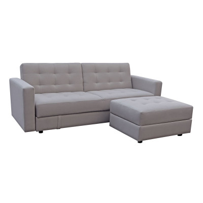 JACKSON Καναπές - Κρεβάτι και Σκαμπό με Χώρους Αποθήκευσης, Ύφασμα Μπεζ