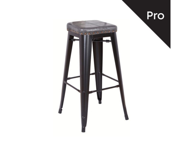 RELIX Σκαμπό Bar-Pro, Στοιβαζόμενο, Μέταλλο Βαφή Μαύρο Matte, Pu Σκούρο Γκρι RELIX Σκαμπό Bar-Pro, Στοιβαζόμενο, Μέταλλο Βαφή Μαύρο Matte, Pu Σκούρο Γκρι