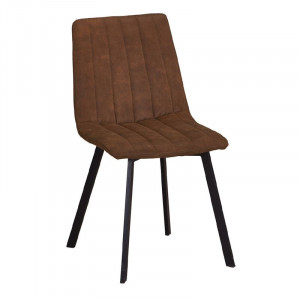 BETTY Καρέκλα Μέταλλο Βαφή Μαύρο, Ύφασμα Suede Καφέ (ΣΕΤ 4 τεμ)