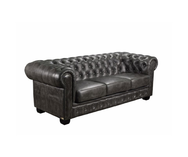 CHESTERFIELD Birmingham Καναπές 3Θέσιος Σαλονιού Καθιστικού, Δέρμα Antique Grey CHESTERFIELD Birmingham Καναπές 3Θέσιος Σαλονιού Καθιστικού, Δέρμα Antique Grey