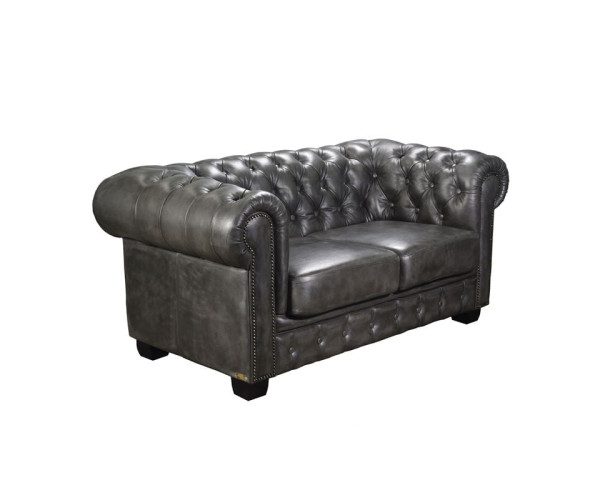 CHESTERFIELD Birmingham Kαναπές 2Θέσιος Σαλονιού Καθιστικού, Δέρμα Antique Grey CHESTERFIELD Birmingham Kαναπές 2Θέσιος Σαλονιού Καθιστικού, Δέρμα Antique Grey