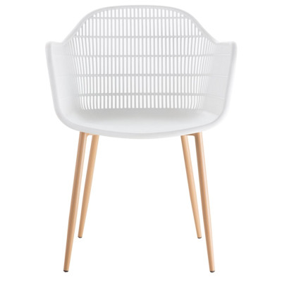 BERRY Πολυθρόνα Μέταλλο Βαφή Φυσικό, PP-UV Άσπρο (ΣΕΤ 6 τεμ)