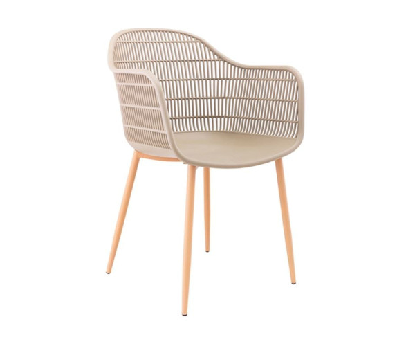 BERRY Πολυθρόνα Μέταλλο Βαφή Φυσικό, PP-UV Tortora (ΣΕΤ 6 τεμ)