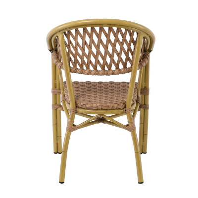 VEGERA Rattan Πολυθρόνα Dining Αλουμίνιο Φυσικό, Wicker Φυσικό, Στοιβαζόμενη