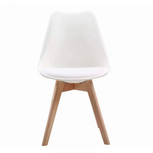 MARTIN Καρέκλα Ξύλο, PP Άσπρο Μονταρισμένη Ταπετσαρία (ΣΕΤ 4 τεμ)