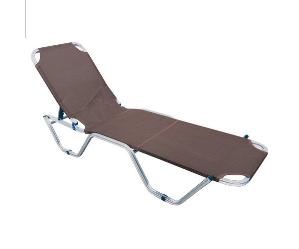 CRETA Ξαπλώστρα Αλουμινίου Textilene Cappuccino Στοιβαζόμενη