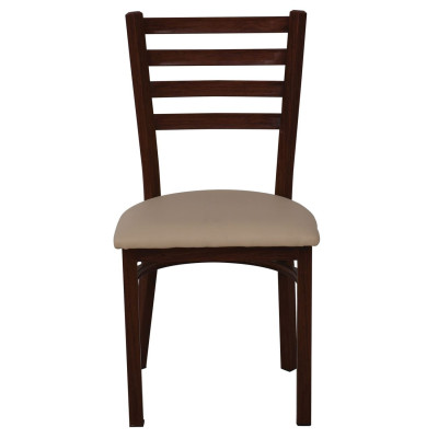 NATURALE STEEL Καρέκλα Τραπεζαρίας, Μέταλλο Βαφή Καρυδί, PU Μπεζ (ΣΕΤ 4 τεμ)